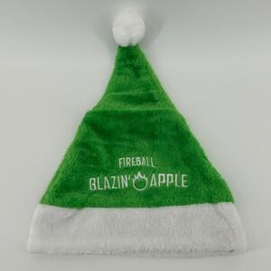 Fireball Blazin Apple Green Santa Hat Holiday Festive Christmas Fuzzy Party NWOT
